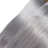 Brazilian Straight Grey Hair Bundles Double Wefts Non Remy Human Hair Extensions Free Shipping Virgin Hair 3Pcs/Lot