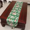 Happy peônia flor corredor de mesa de luxo moda simples mesa de jantar tapetes de proteção almofadas de estilo chinês brocado de seda chá toalha de mesa 200x33 cm