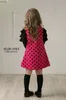 Nieuwe aankomst baby lange mouwen polka dots jurken voor meisjes prinses bowknot lange jurk partij vestidos