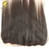 Cabello humano frontal con base de seda recta de Malasia, frontal de encaje de tres partes con pelo de bebé, cierre frontal de encaje 13x4, nudos blanqueados