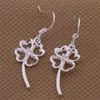 Fashion (Jewelry Manufacturer) 40 pcs a lot Crystal Pierced Clover earrings 925 sterling silver jewelry factory price Fashion Shine Earrings