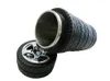 Tasse à café créative de conception de pneu de pneu, tasse thermique de voyage extérieure en plastique d'intérieur d'acier inoxydable noir 80*80*170mm/300mL