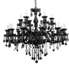 Lustre de cristal preto europeu sala estar moderno e minimalista quarto sala jantar lâmpadas villa lobby do hotel luzes vela f9018 #