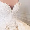 Fora do ombro cristal 2020 vestidos de casamento renda cheia frisado lantejoulas vestidos de noiva vintage vestido de baile plus size robes de bal
