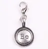 20pcs/lot Silver " be " letter charm Tagged Pendant Charms with Lobster clasp Fit for Glass Living Memory Floating Locket