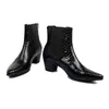 Rekommendera !! Mens Pekade Toe High Heel Shoes Full Korn Läder Ridstövlar Vinter Martin Ankel Boots Heighten Skor Designer Skor