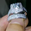 Victoria Wieck Mooi Springling Sieraden 134 stks Shining Wit Sapphire 14kt Wit Gold Filled Wedding Ring Set Size5-11 Gratis verzending Gift