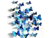 6000pcs (= 500sets) شحن مجاني 12pcs / set 3D الفراشات ملصقات الحائط ملصقات الديكور 3D فراشة البلاستيكية القابلة للإزالة