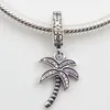 100% 925 Sterling Silver Sparkling Palm Tree Dangle Charm Perle avec Cz Convient aux bijoux de style Pandora européen Bracelets Colliers Pendentifs