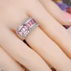 Nouveaux bijoux de mariée anneaux de mariage feu rose zircon cubique 925 bague en argent Sterling mélange 5 pièces/lot