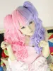 Livraison gratuite en gros violet rose Split couleur Lolita longue bouclée mode Cosplay fête perruque cheveux