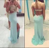 Sexy Mermaid Cocktail Sukienki Custom Made Bez Ramiączek Sweetheart Zobacz przez długość podłogi Długość Prom Dress Aplikacje Zroszony Formalna sukienka tanio