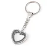 10PCS lot Rhinestones Heart Floating Locket Pendant With Keychains Glass Living Magnetic Charms Locket Key Chains3100