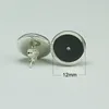 Base per orecchini a perno Beadsnice in coler placcato argento, orecchino a perno rotondo, vassoi per orecchini con castone vuoto, adatti per cabochon da 12 mm o resina ID 8266