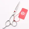 Z8000 6 "Japan 440C Lila Dragon Red Stone Professional Human Hair Scissors Barbers Cutting Thinning Shears Vänster Sax Stilverktyg