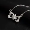 Gratis frakt Fashion Högkvalitet 925 Silver Bow with White Diamond Jewelry 925 Silver Necklace Valentine's Day Holiday Gifts Hot 1656