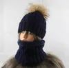 Winter Fleece Hat Scarf Dla Kobiet Futro Pompom Kapelusz Zestawy Gruby Dzianiny Ciepły Kapelusz i Szalik Zestawy Darmowa Wysyłka