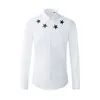 Брендовая модная мужская рубашка с принтом пятиконечной звезды и длинным рукавом из чистого хлопка, тонкая сорочка Homme, высококачественные мужские классические рубашки 958