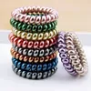 New Women Scrunchy Girl Hair Coil Rubber Hair Bands Ties Rope Ring Ponytail Holders Telephone Wire Cord Gum Hair Tie Bracelet 807 X2