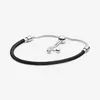 Designer Jewelry fit Pandora Bracciale Charms Bead Cursore in pelle nera 925 Silver Love Bracciali Perline Catena di gioielli Charm Perline donna