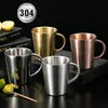 High Quality 304 Stainless Steel Double-layer Coffee Cup Heat Insulation Anti-scalding Cup Beer Mug
