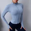 Long Sleeve Zip Ladies Slim Sport Jacket Female Gym Fitness Yoga Shirt Top Activewear Running Push Up Coats Workout Clothes Outfit