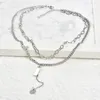 Чокеры из нержавеющей стали любви Сердце Женщины Панк Двойной Цепь Т Барные ожерелья ожерелья свадебные ювелирные украшения.