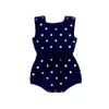 Pagliaccetti lavorati a maglia neonato 3+ Dot stampato senza maniche in lana solida tuta in vita fascia elastica Kid Girls Outfits vestiti 0-2T