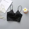 Biancheria intima alla moda Sling Reggiseno imbottito liscio in raso Cinturino avvolto sul petto Tinta unita Canotte Canotte