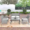 US STOCK GO 4 Pieces Outdoor Furniture Rattan Chair & Table Patio Set Outdoor Sofa for Garden Backyard Porch and Poolside a35 a53 a25