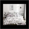Nordic Style Marbled Commerter Spring Summer Bed King Size Duvet Quilt Pillow Case Kburc Lhoim