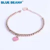 Stainless Steel Heart Bracelerbracelet for Women Bead Chain Love Pendant Gold Silver Color Brand Statement Jewelry Q0603190U