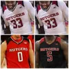 Nik1 NCAA Koleji Rutgers Scarlet Knights Basketbol Forması 35 Issa Thiam 42 Jacob Young 55 Luke Nathan Özel Dikişli