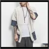 Ytterkläder Coats Mens Kläder Kläder Drop Leverans 2021 Bomull Kinesisk Streetwear Kimono Skjorta Män Linne Cardigan Jackor Coat Plus Storlek 5