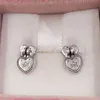 Andy Jewel Authentic 925 Sterling Silver Studs Love Locks Drop örhängen passar europeiska Pandora Style Studs Jewelry 296575