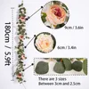 PARTY JOY Fake Peony Rose Vines Artificial Flowers Garland Vintage Eucalyptus Hanging Plant for Wedding Arch Door Party Decor 210831