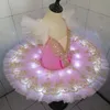 Led ballet tutu profissional bailarina criança crianças cisne lago dance trajes adulto meninas luz panqueca vestido vestido palco desgaste