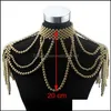 Hängsmycke Halsband Hängsmycken Smycken Florosy Lång Bead Chain Chunky Simated Pearl Necklace Body for Women Costume Choker uttalande 210323 Dr