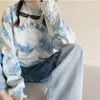 Yedians japanische Streetwear Hoodie Frauen Kleidung Krawattenfarbstoff Lässig Langarm Mit Kapuze Sweatshirt Harajuku Winter 210527