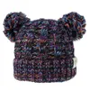 Knit Garoto Crochet Beanies Chapéu com 2 Bolas Meninas Meninos Inverno Quente Pompom Mok Caps 13 Cores