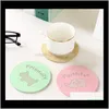 Mats Pads Decoration Accessories Kitchen, Bar Home & Garden Drop Delivery 2021 Cute Cartoon Cup Insulation Wooden Coaster Kitchen Anti Scald