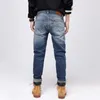 Street Style Fashion Men Jeans Retro Blue Destroyed Ripped Vintage Designer Patchwork Hip Hop Frayed Hole Denim Byxor