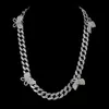 Glacé Cubain Lien Chaîne Papillon Collier Ras Du Cou Hommes Femmes Or Argent Hip Hop Colliers Bijoux 18 pouces