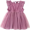 Dzieci Tulle Sukienki dla Dziewczyna Letnie Dzieci Purpurowa Biała Szyfonowa Dress Toddler Vestidos Infantil Baby Smake 210615