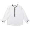 IEFB Sommar Koreansk Personlighet Färg Kontrast Design Pullover Långärmad Collarless Shirt Svart Vit Toppar 9Y7403 210524