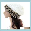 Casa festiva GardenleLard Knit Mulheres Inverno Leopardo Patchwork Beanies Beanies Chapéu Quente Crânio Crochet Caps Unisex Party Chapéus Fontes 11 c