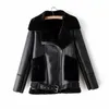 Elegant Kvinnor Pocket Jacka Vinter damer Svart Moto Style Coats Kvinna Mode PU Läder Jackor Tjejer Chic Coat 210427