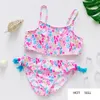 Baddräkt Tjejer Barn Badkläder 3-14Y Toddler Girls Bikini Set Ruffle Barnens Baddräkt Högkvalitativa Barn Beachwear-ST9037Pink