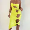 gele tube jurk