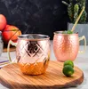 Moskva Mule Muggar Rostfritt stål Ölkopp Rose Guld Silver Koppar Kopp Hammered Plated Bar Drinkware Dryck Cocktail Glas Seaway JJF10049